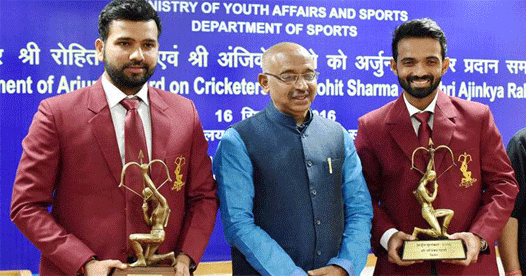 Ajinkya Rahane, Rohit Sharma conferred with Arjuna Award